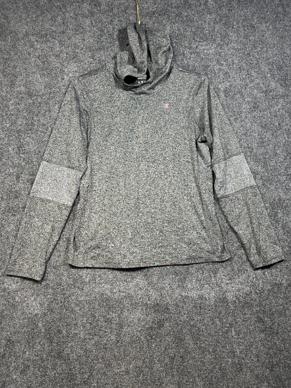 Champion Powertrain Hoodie Women Large Gray Pullover PInk Logo Vapor